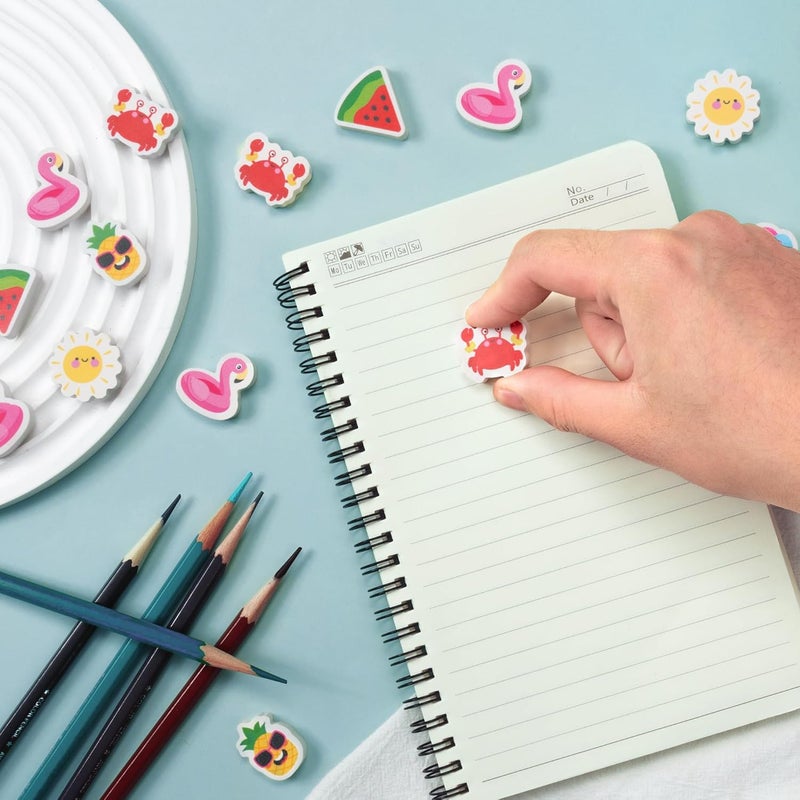 Yopyame 60PCS Summer Mini Erasers Bulk Ice Cream Watermelon Flamingo Tiny Erasers Assorted Novelty Pencil Eraser Puzzle Eraser Desk Pet Student Homework Prizes Gift Filling Party Favors - Image 3